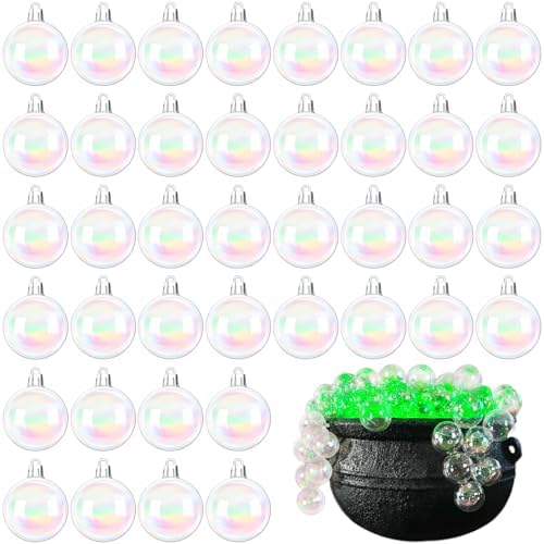 60 PCS Iridescent Clear Christmas Balls with Silver Wire