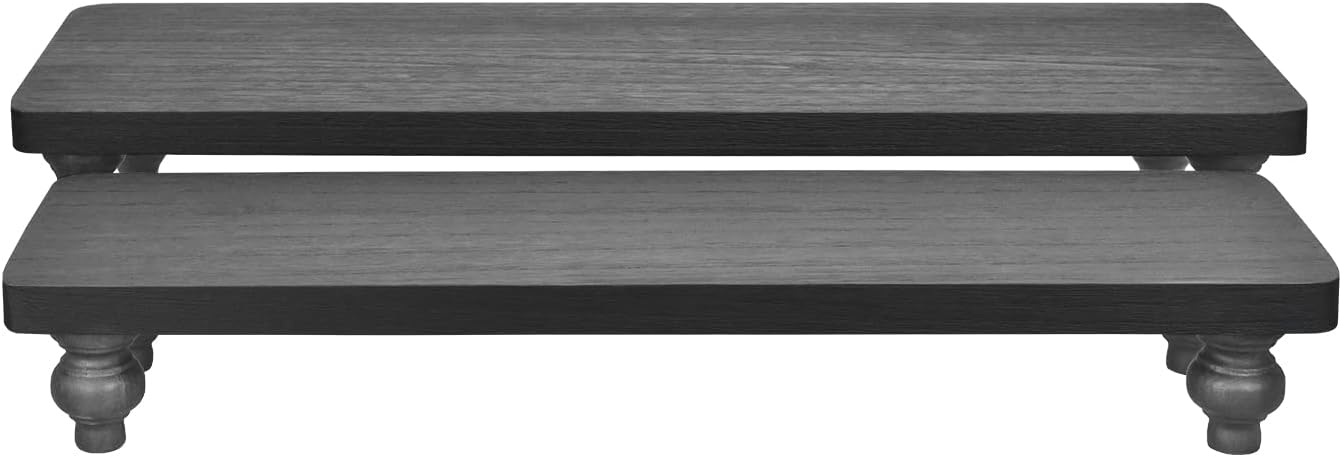 Ikee Design 2 Pcs Black Wooden Display Riser Set