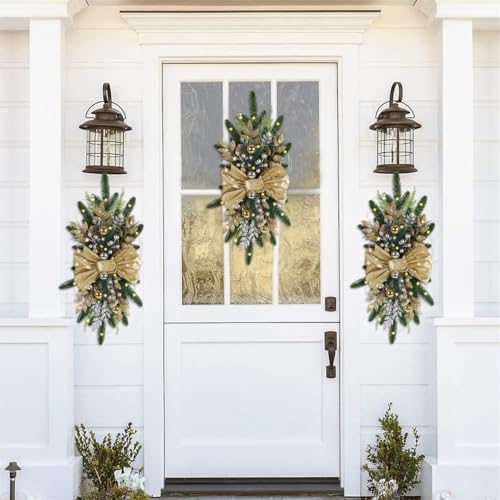 Artificial Christmas Teardrop Swags Pre Lit Staircase Decoration
