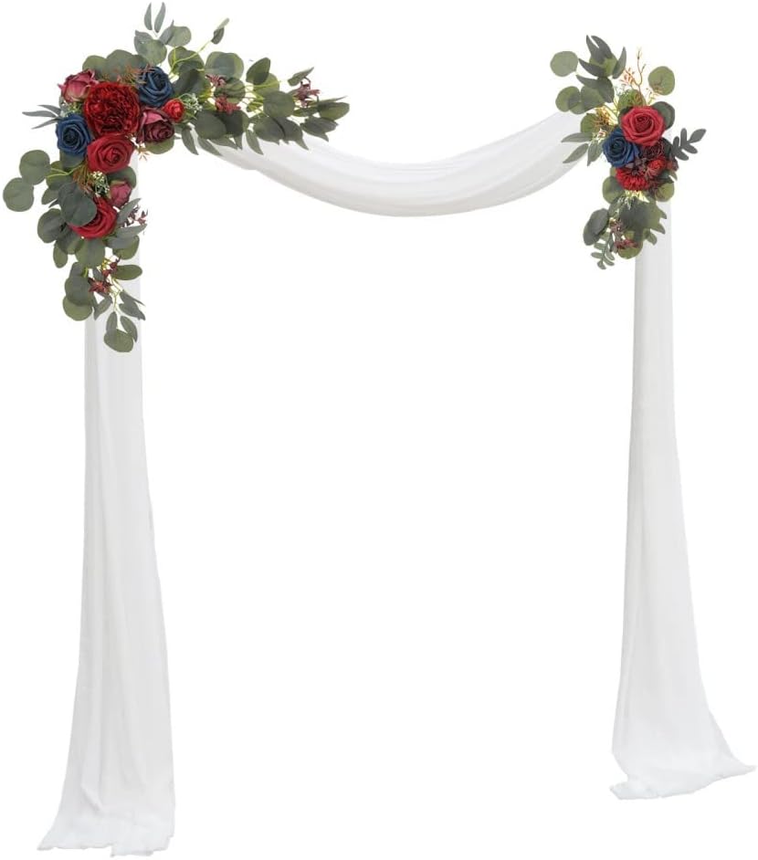 Elegant Wedding Flower Swag Set of 2 - Navy Dusty Blue White
