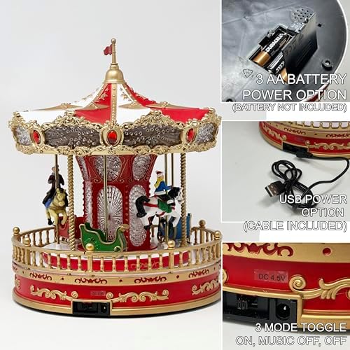 Allgala Christmas Carousel Figurine with USB and Battery Power