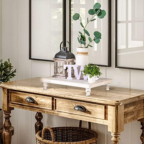 Hanobe Wooden Riser Decorative Tray with Farmhouse Style