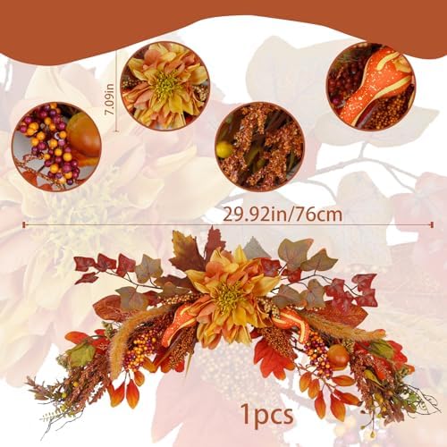 Orange Dahlia Fall Swag for Front Door and Wedding Arch