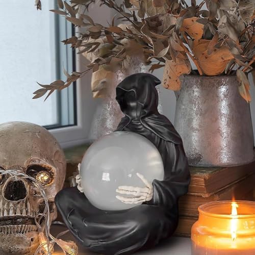 Gothic Reaper Crystal Ball with Floating Bats