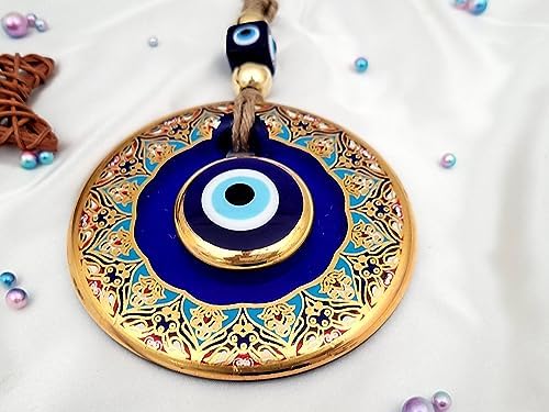 Candymosa 43 Inch Blue Evil Eye Gold Wall Hanging