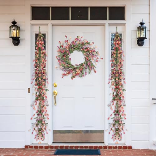 Artgar 24 Inch Front Door Wreath Red Orange Purple
