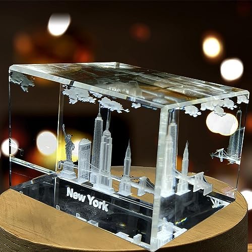 New York City Landmarks 3D Engraved Crystal Souvenir