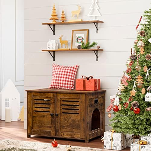Dinzilvjl Long Wall Shelves Set of 2 Rustic Brown
