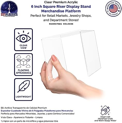 Clear Acrylic Riser Platform 6 Inch Square Display Stand