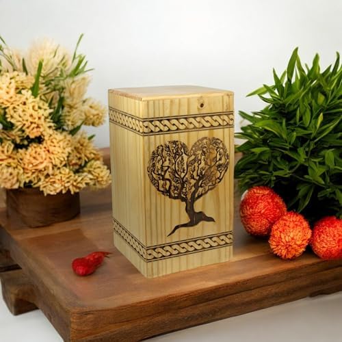 Handcrafted Wooden Urn for Ashes with Personalized Engraving