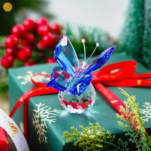 HD Pink Blue Crystal Flying Butterfly Figurine Collection