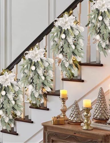 White Wreath Teardrop Wall Decor for Christmas and Wedding