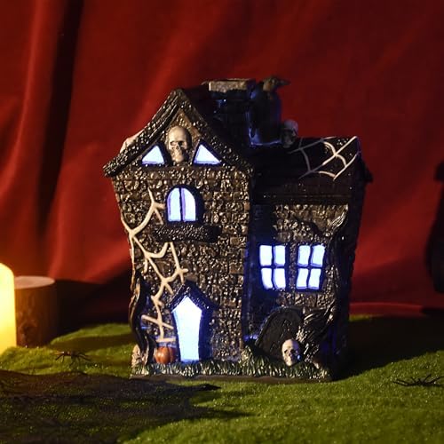 Halloween Village Houses Haunted House Figurine Decor
