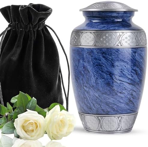 YATSKIA Blue Metal Urn for Ashes Mom Dad