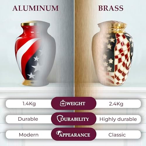 Trupoint Memorials Large Red Cremation Urn for Veteran Ashes