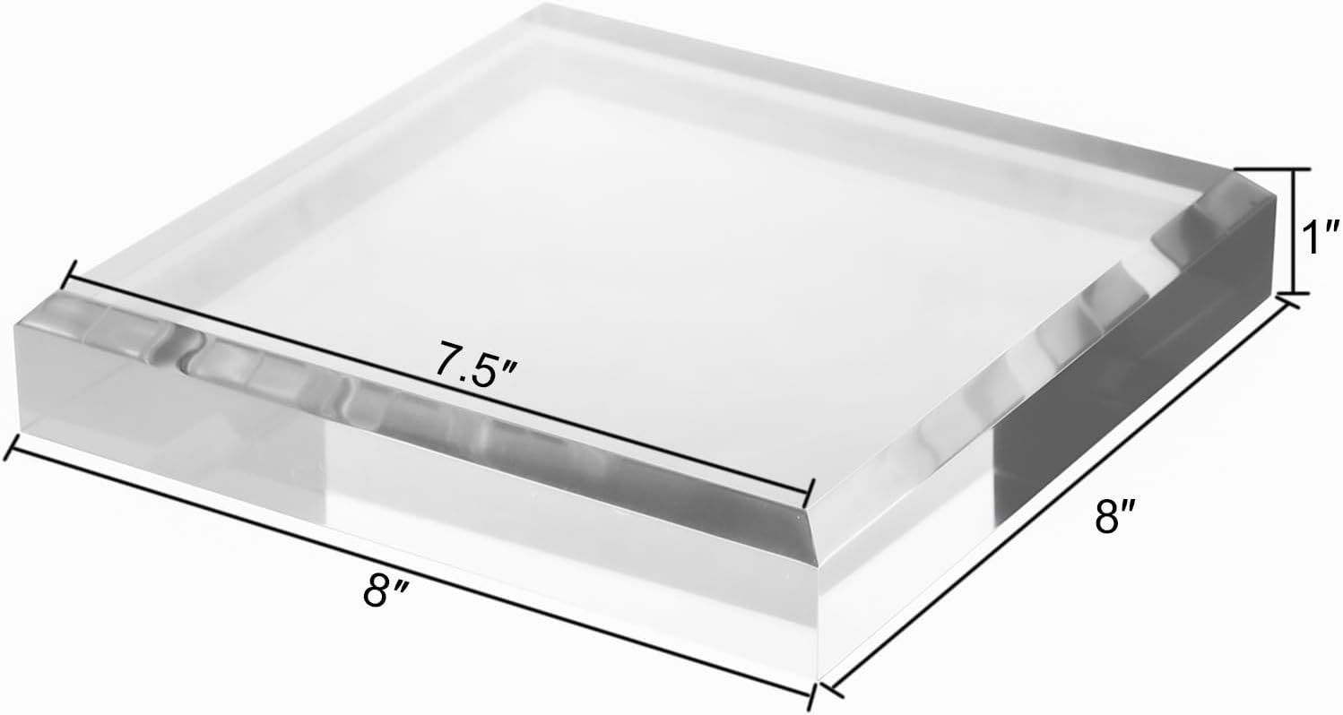 CiaoHER Clear Acrylic Square Display Riser Stand 1in Thick 8x8