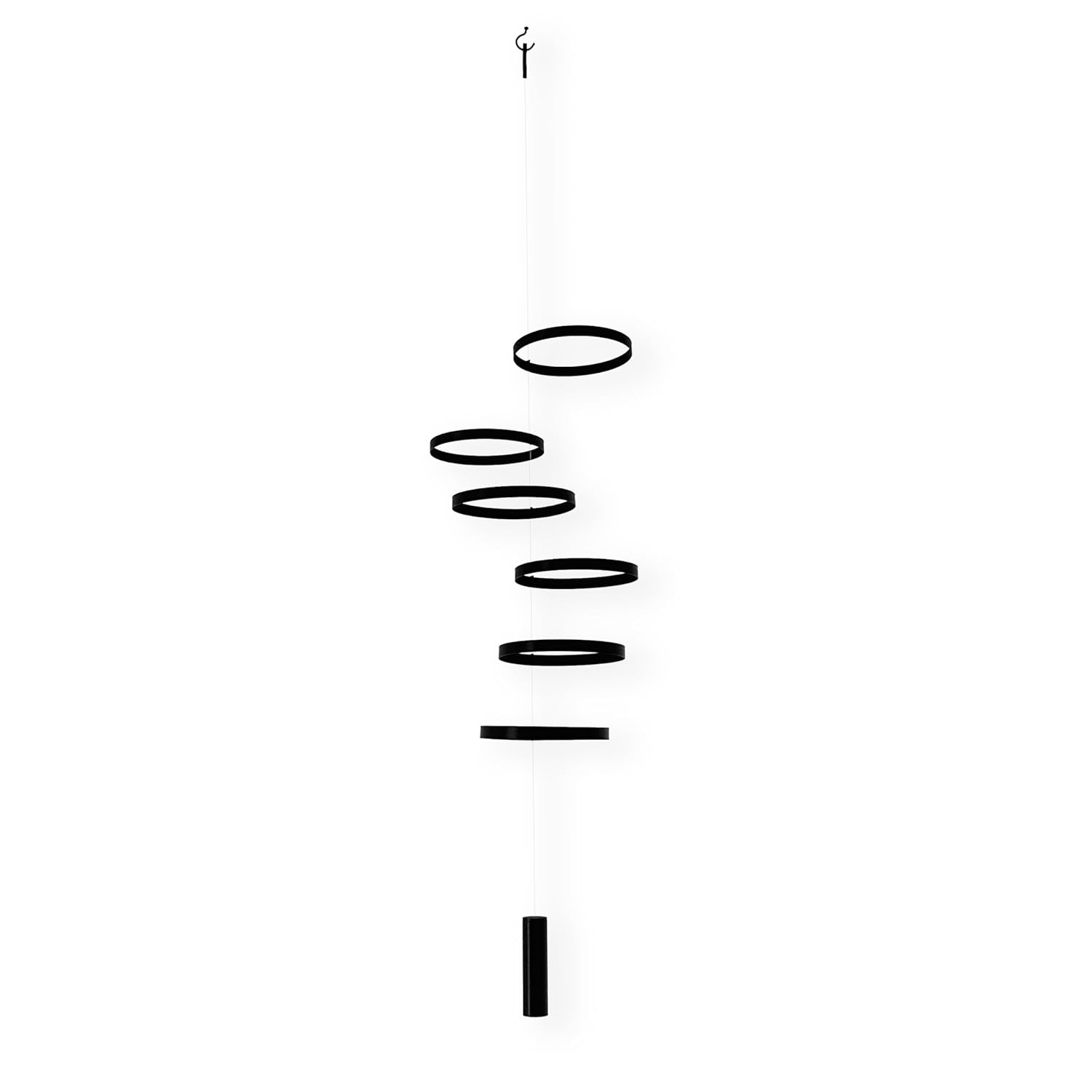 Modern Hanging Mobile with 6 Black Rings 55 - Home Decor