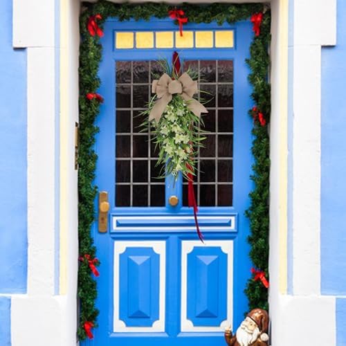 Artificial Lilies Teardrop Swag for Front Door Window Office Living Room