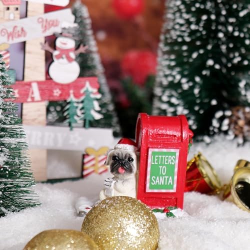 Christmas Village Resin Puppy Read Letters from Santa Ornament Set