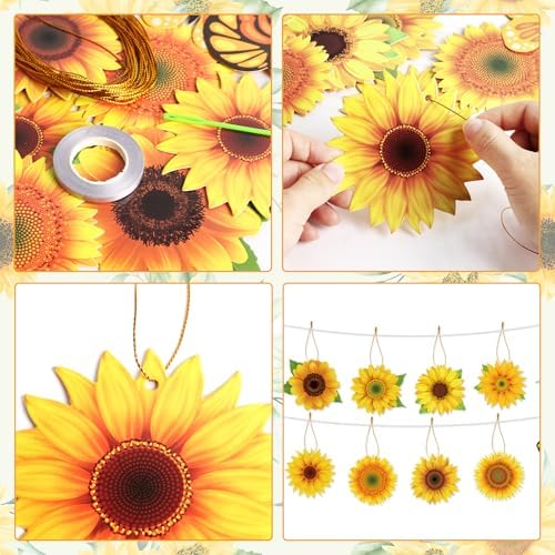 36 Pcs Spring Tree Hanging Decorations Sunflower Butterfly Set