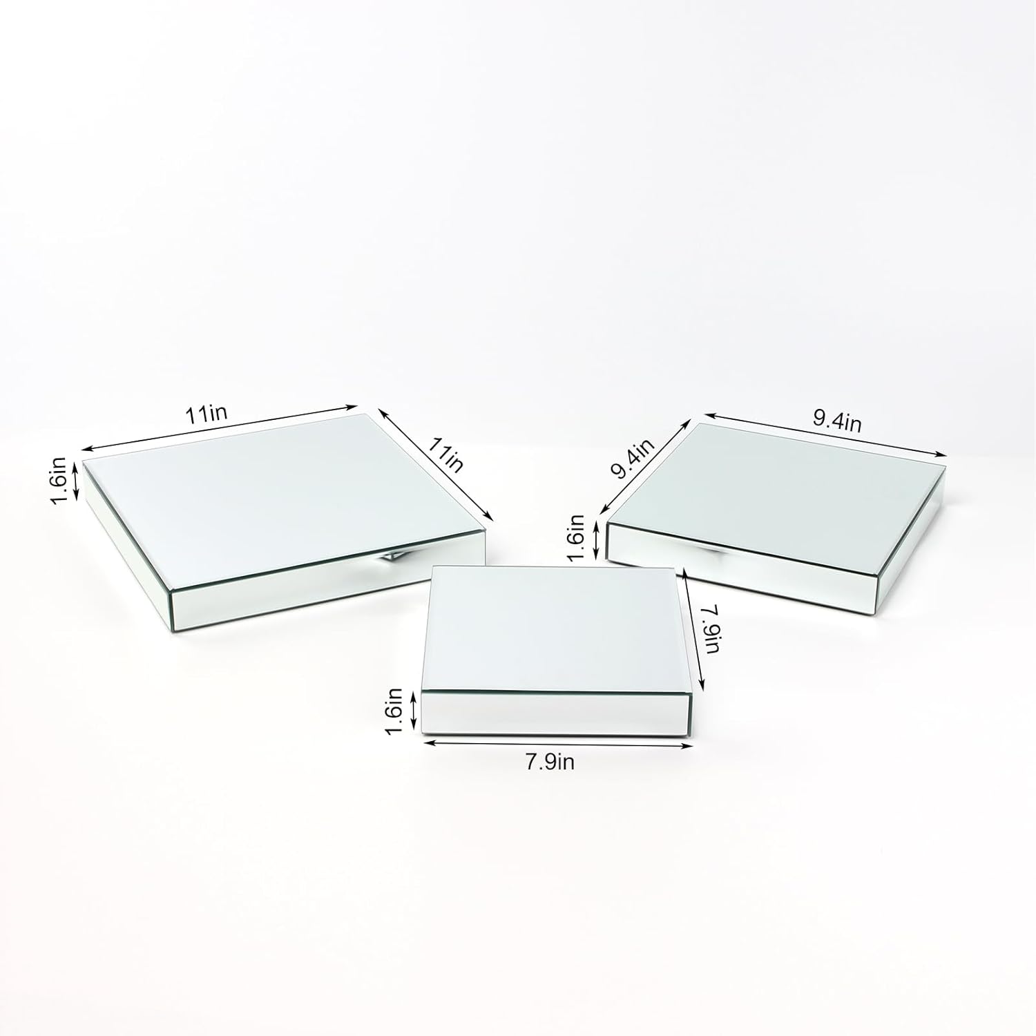 Silver Mirror Display Riser Stand Set 3 Sizes
