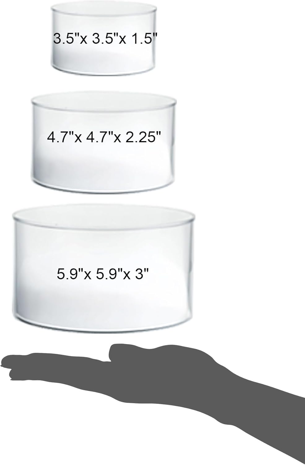 Red Co 3-Pack Acrylic Round Cylinder Display Riser Stands with Hollow Bottoms