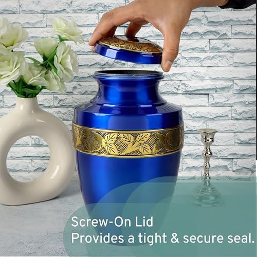 Metal Alloy Decorative Urns for Human Ashes - Blue Gold