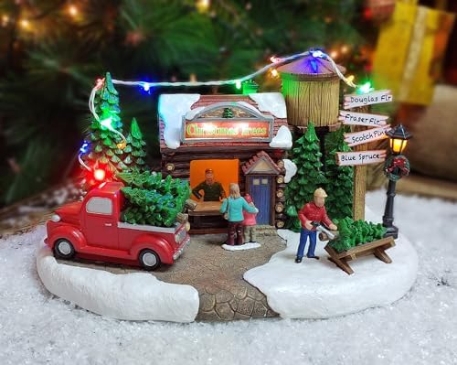 Moments in Time Christmas Tree Lot with LED Light and Music