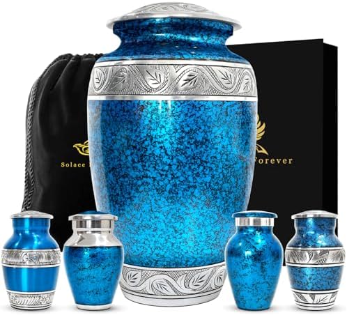 Elegant Cremation Urn Set - 1 Large Urn 4 Small Keepsake Urns