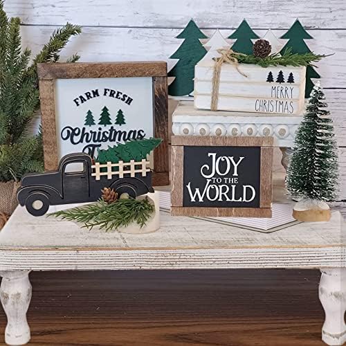 Hanobe Wooden Riser Decorative Tray with Farmhouse Style