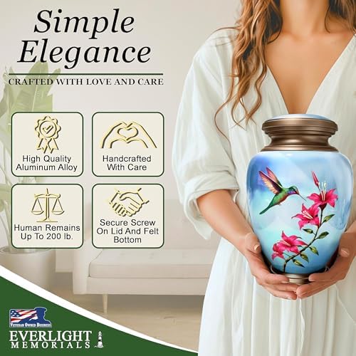 Blue Hummingbird Urn for Ashes Large Cremation Urn