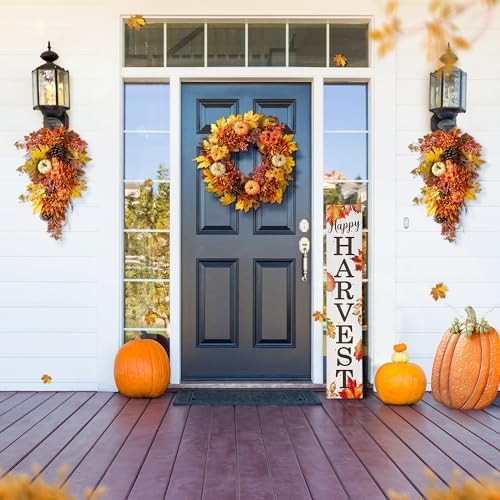 Glitzhome Artificial Fall Teardrop Wall Swag Wreath