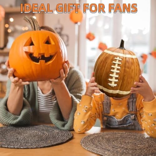 Football Pumpkin Ceramic Decor 2pcs