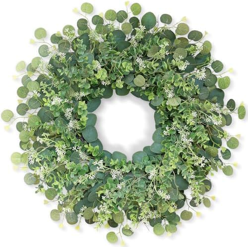 26 Inch Artificial Eucalyptus Wreath for Front Door and Porch
