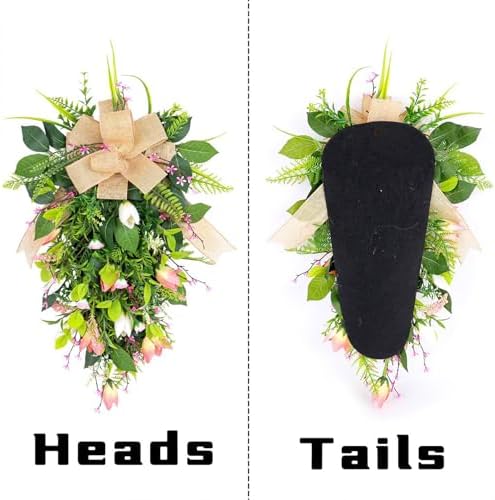Tulips Teardrop Swag Spring Door Decor Hanging Wreath