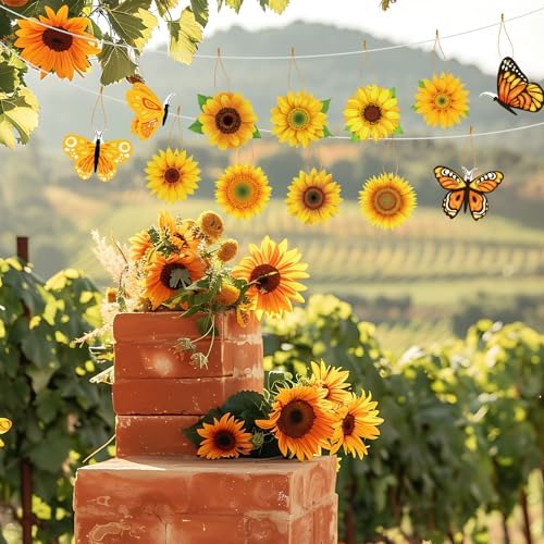 36 Pcs Spring Tree Hanging Decorations Sunflower Butterfly Set