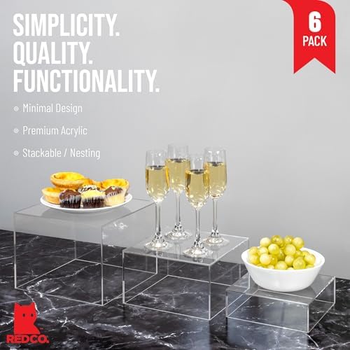 Red Co Set of 3 Acrylic Cube Display Risers with Hollow Bottoms