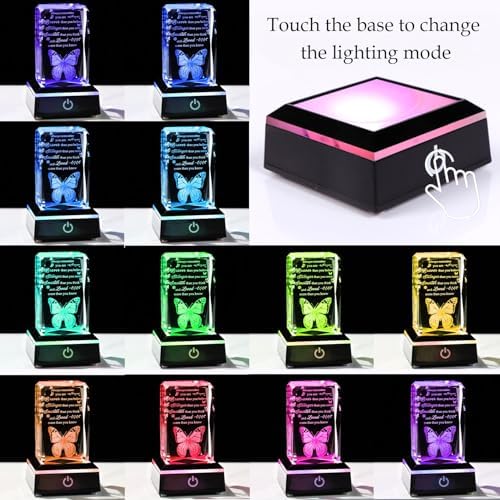 Movdyka 3D Crystal Butterfly Inspirational Gift with LED Base