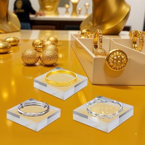 8 Pcs Acrylic Blocks Display Stand for Jewelry Trophy and Crystal Showcases
