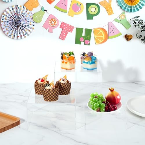 3Pcs Clear Acrylic Risers Display Stand for Jewelry Food