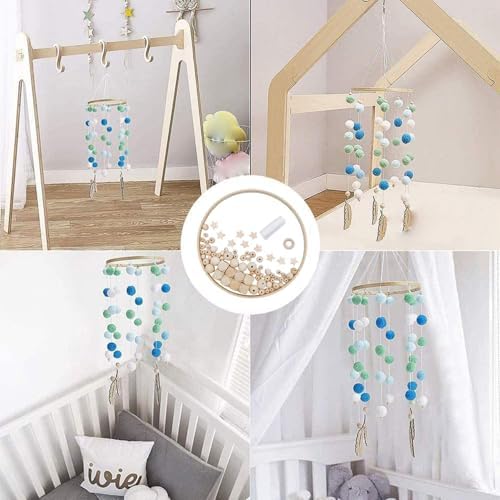 Wooden Baby Mobile Set with Bamboo Rings and Beads