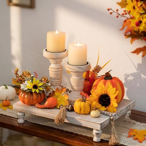 Hanobe Wooden Riser Decorative Tray with Farmhouse Style