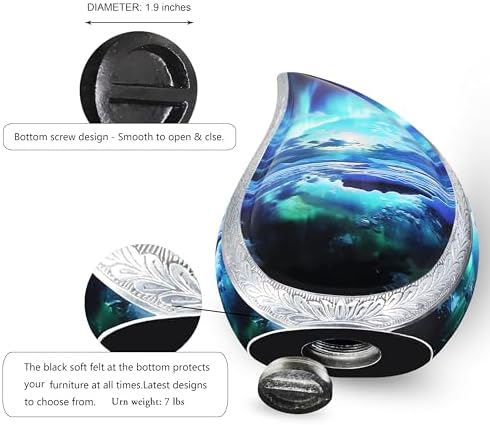 M MEILINXU Elegant Teardrop Cremation Urn