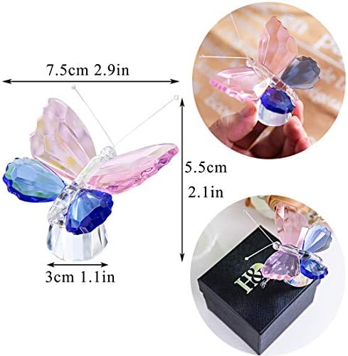 HD Pink Crystal Butterfly Figurine with Crystal Ball Base