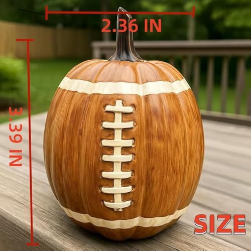 Football Pumpkin Ceramic Decor 2pcs