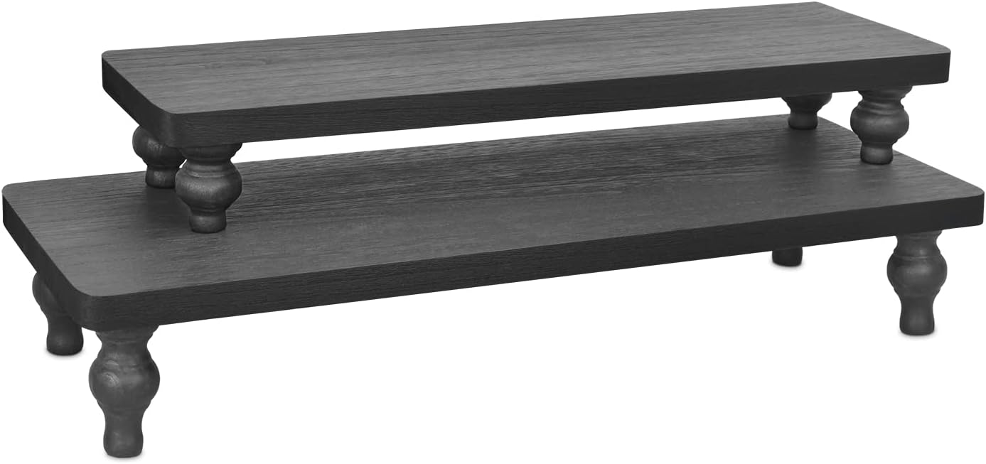 Ikee Design 2 Pcs Black Wooden Display Riser Set