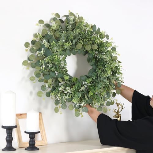 26 Inch Artificial Eucalyptus Wreath for Front Door and Porch