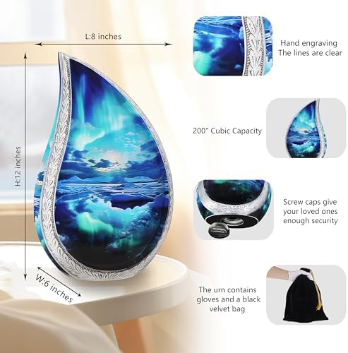 M MEILINXU Elegant Teardrop Cremation Urn