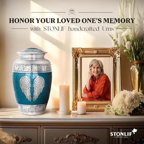 Angel Wings Cremation Urn - Large Teal Blue