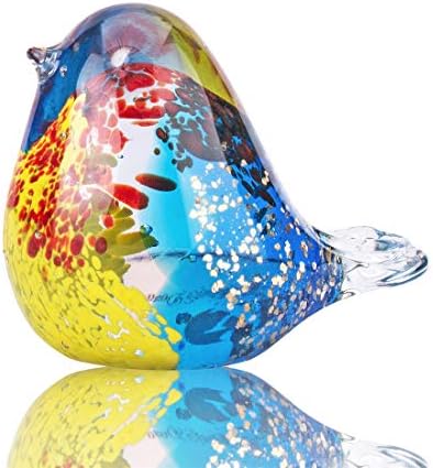 QFkris Glass Bird Figurine Handmade Blown Crystal Ornament Christmas Birthday Gift